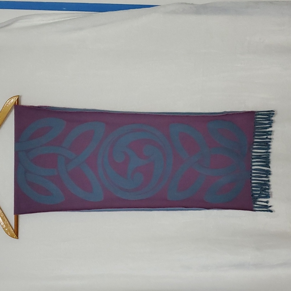 JAMES Peter James Wool Celtic Swirl Print Scarf with Tassel Accent